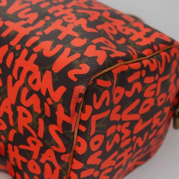 LOUIS VUITTON Monogram Graffiti Speedy 30 Hand Bag Orange M93705 LV Auth 114571A - Picture 5 of 16